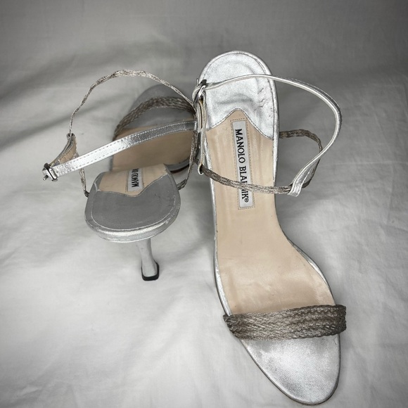 Manolo Blahnik silver strappy heals - Picture 3 of 4